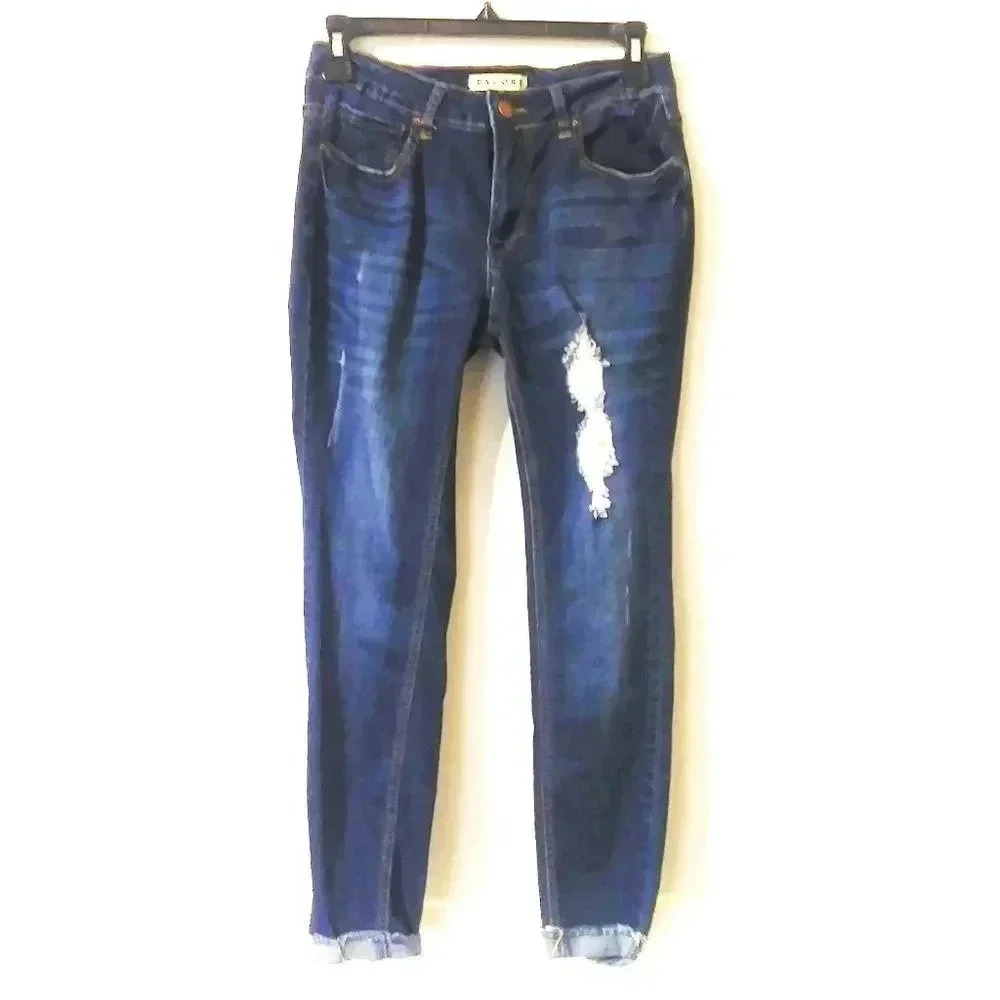 Encore Distressed Faded Blue Denim Jeans 9